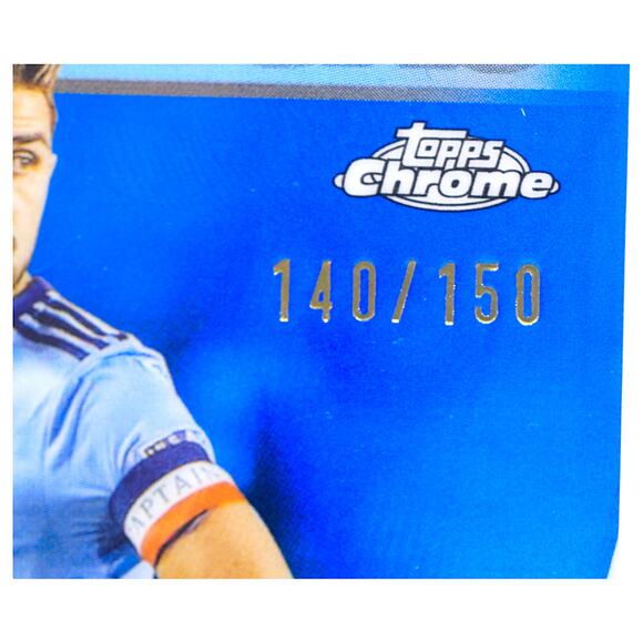 2024 Topps Chrome MLS Blue Refractor #100 David Villa Flashbacks /150 NYCFC - Picture 9 of 9